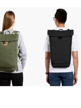 Bellroy Studio Backpack Khaki Green Tan Leather Accents